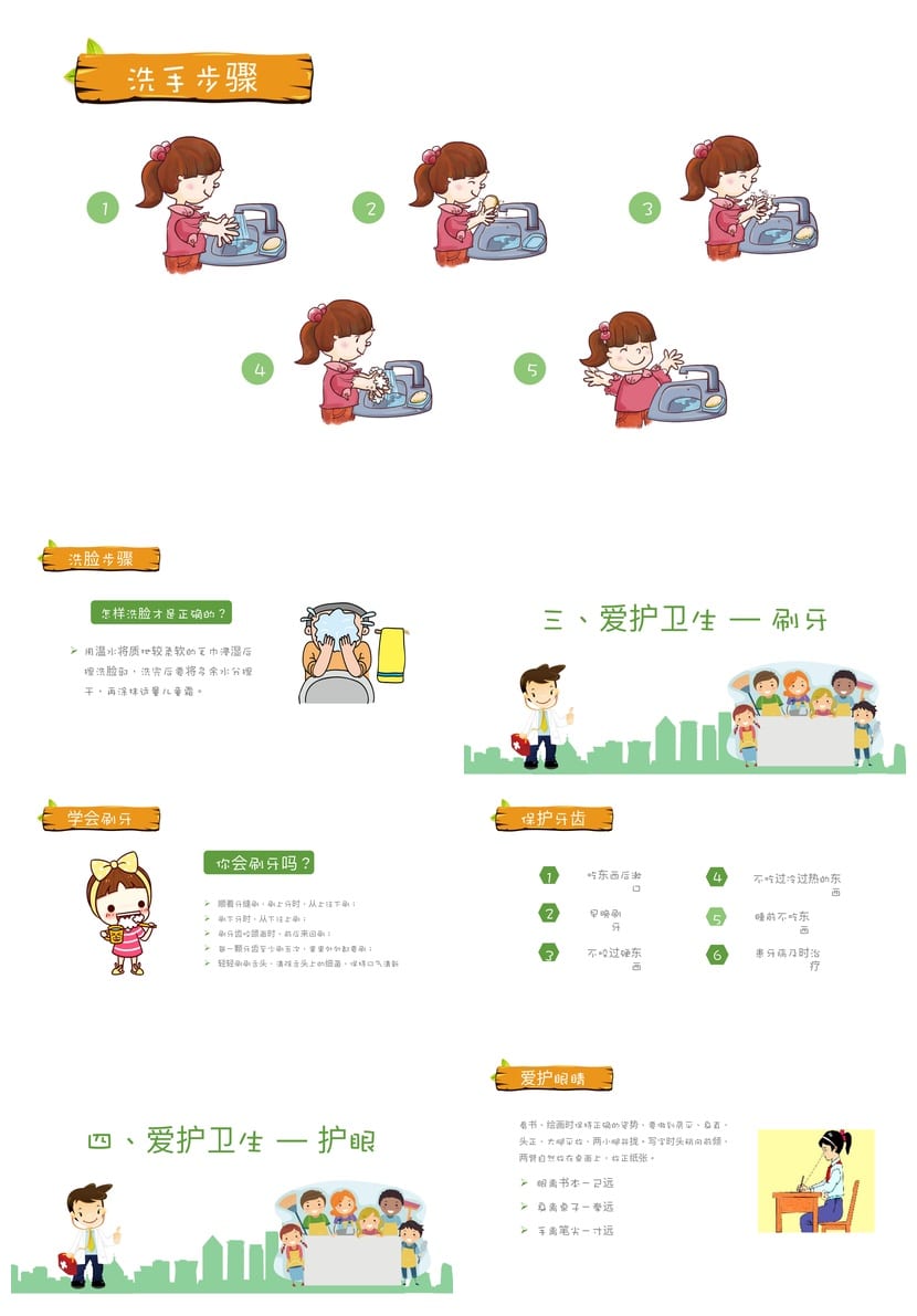 小学卫生习惯主题班会PPT课件 良好卫生系统素材模板 - 第2页预览