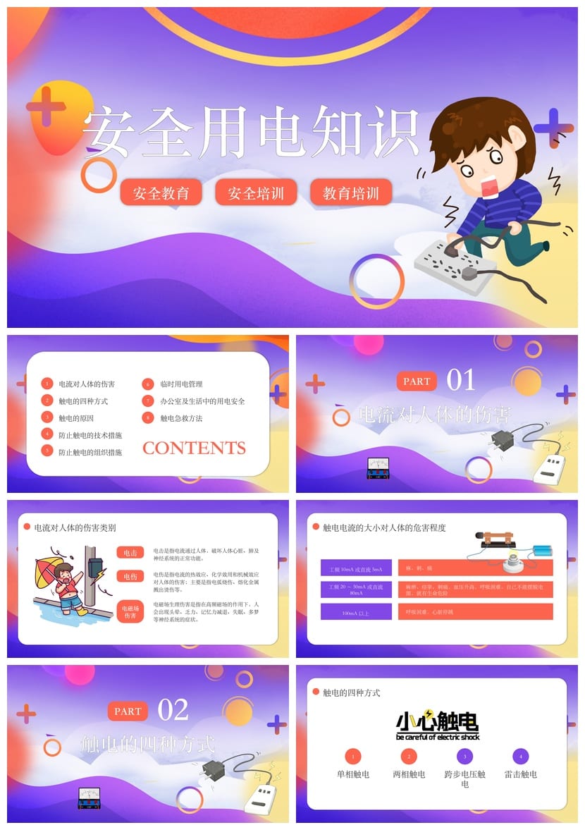 小学安全用电主题班会PPT课件 安全用电知识宣传PPT素材模板 - 第1页预览