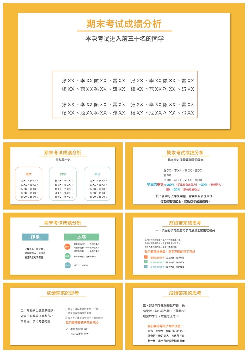 小学期末家长会PPT课件 主题班会家长会模板素材 期中期末课件 - 第2页预览