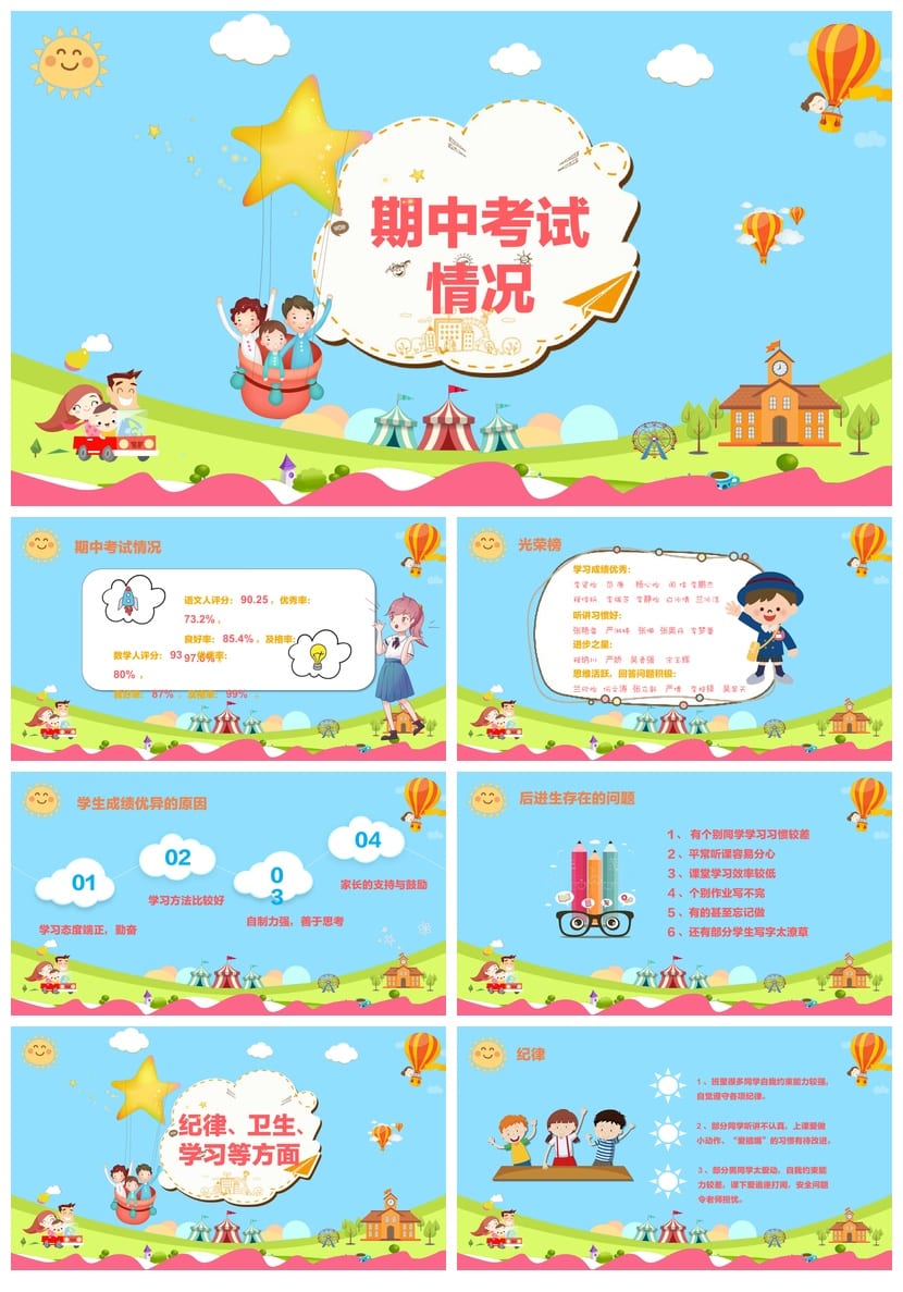 家长会PPT模板 期中期末班会课件年级文件素材 可编辑pptx - 第2页预览