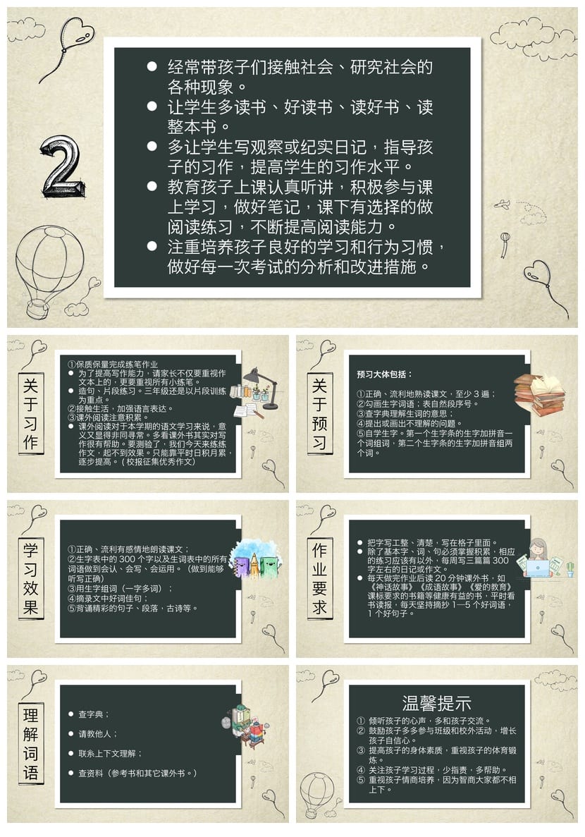 家长会PPT模板 期中期末班会课件 年级通用源文件素材 - 第3页预览