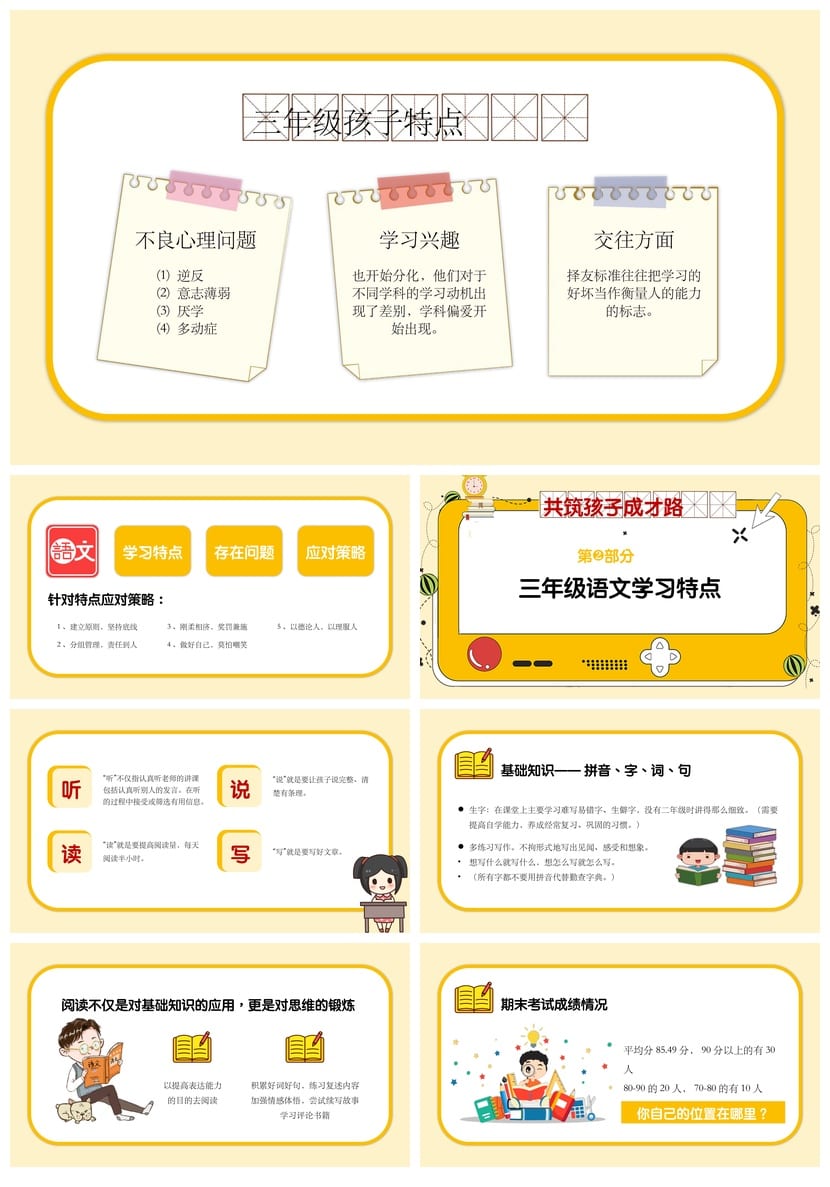 家长会PPT模板 期中期末班会课件素材源文件 年级主题ppt制作 - 第2页预览