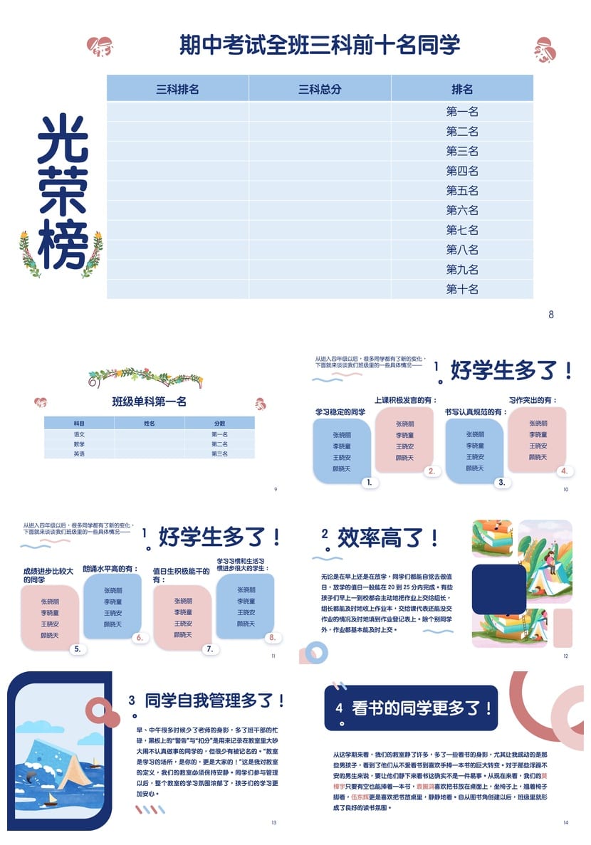 家长会PPT模板 期中期末班会课件素材 年级ppt文件 - 第2页预览