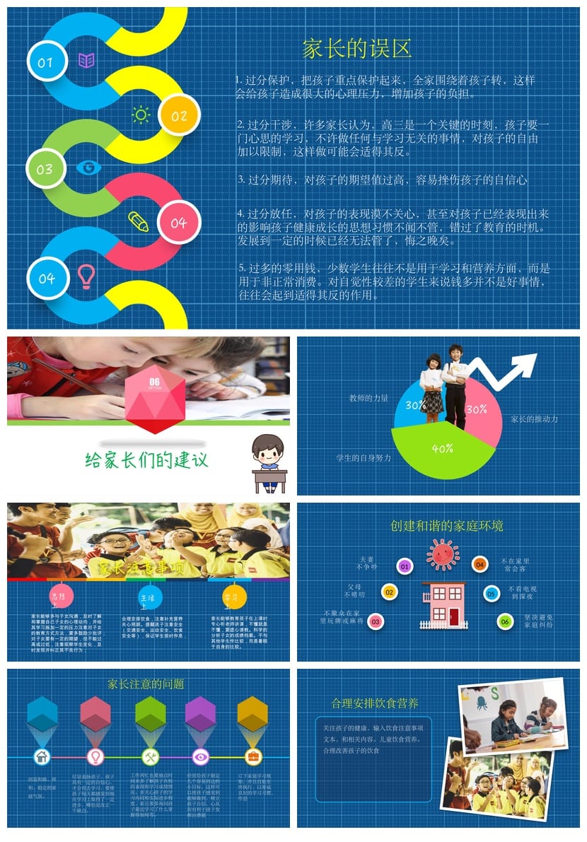 家长会PPT模板 期中期末班会课件 年级老师素材文件 - 第5页预览