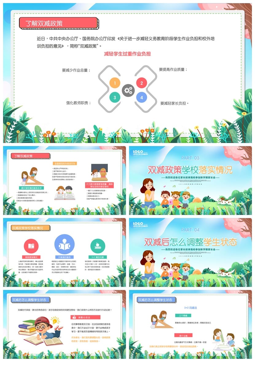 家长会PPT模板素材 期中期末班会年级课件ppt文件 - 第2页预览