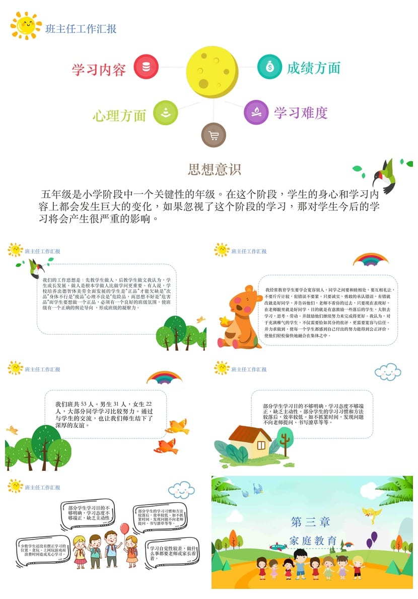 家长会PPT模板 期中期末班会课件年级素材源文件可编辑 - 第2页预览