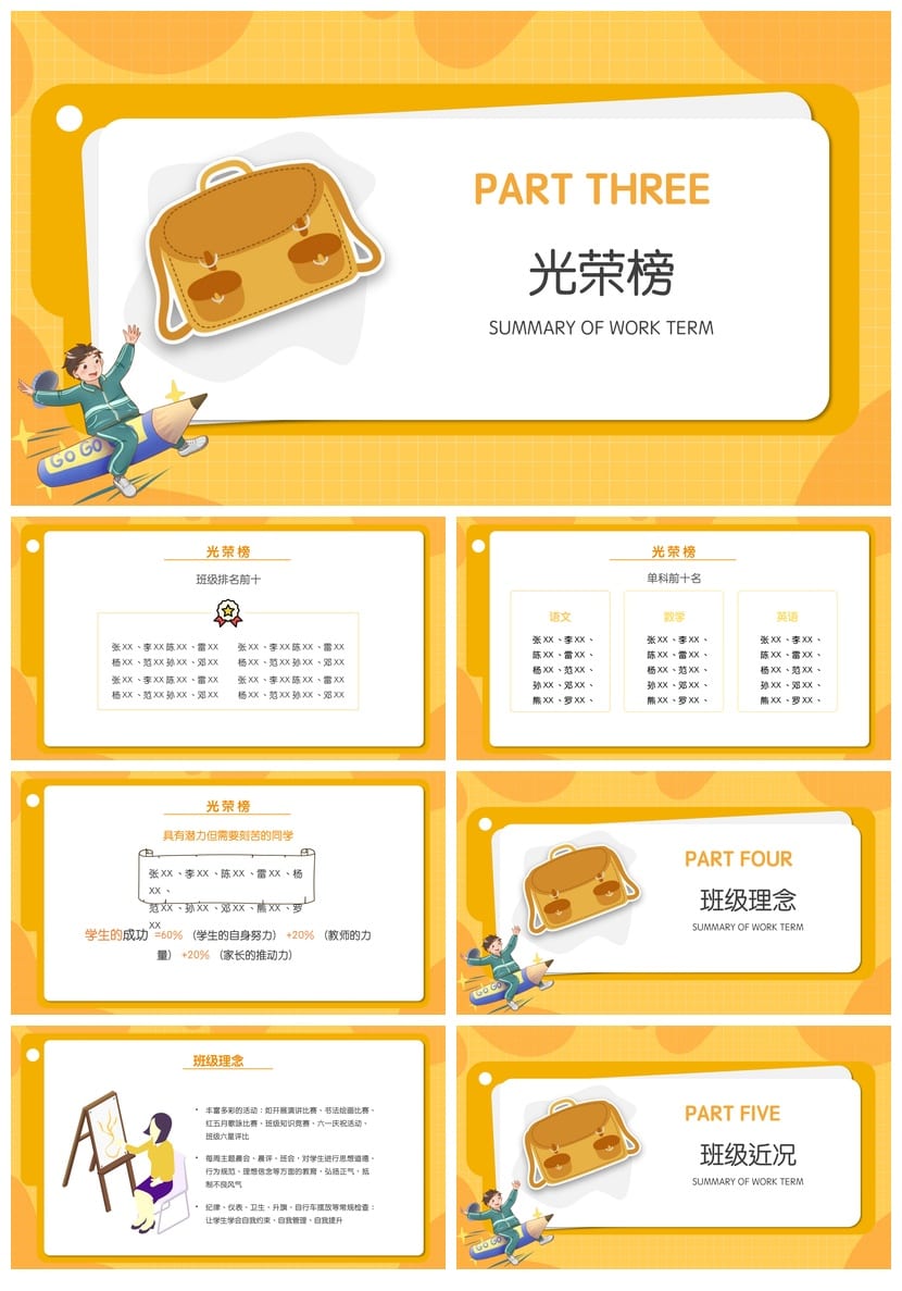 家长会PPT模板 期中期末班会课件 年级主题素材pptx文件 - 第2页预览