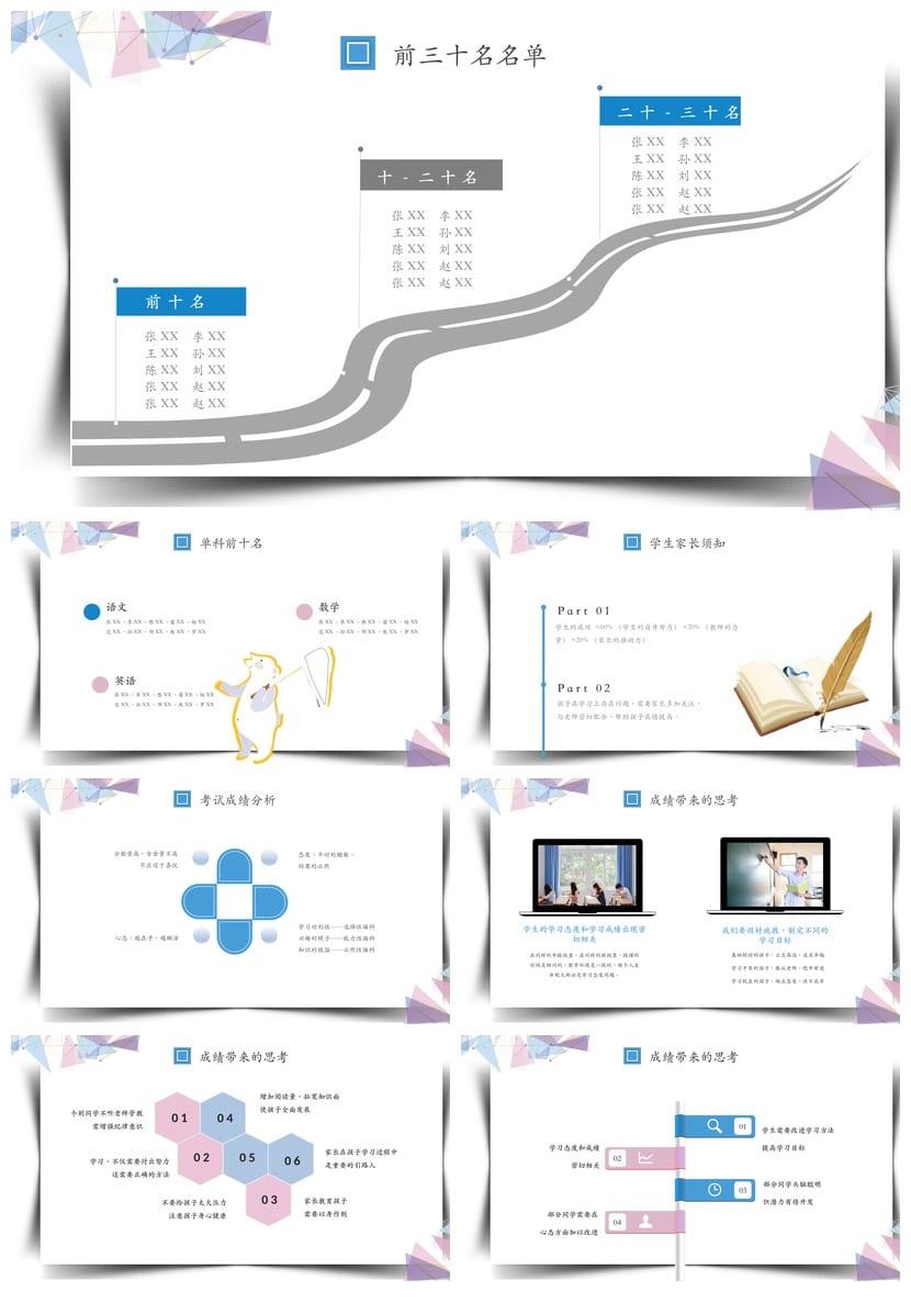 家长会PPT模板期中期末班会 年级课件素材 可编辑pptx文件 - 第2页预览
