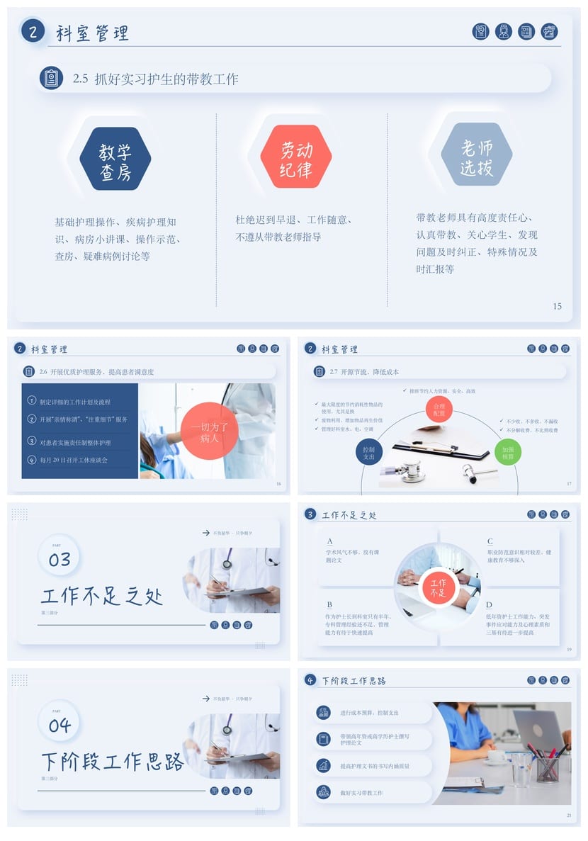 护士总结PPT模板 护理工作汇报素材 年终述职报告范文 - 第3页预览