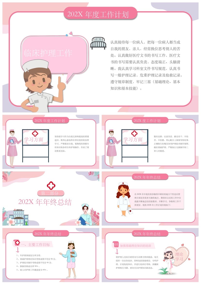 护士述职总结PPT模板 护士工作汇报素材 医疗护理总结文件 - 第2页预览