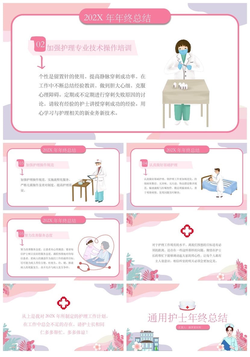 护士述职总结PPT模板 护士工作汇报素材 医疗护理总结文件 - 第3页预览