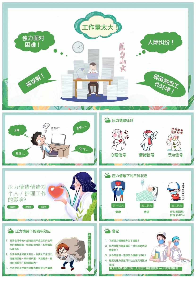 护士情绪管理PPT模板 护理人员心理培训课件素材 - 第2页预览