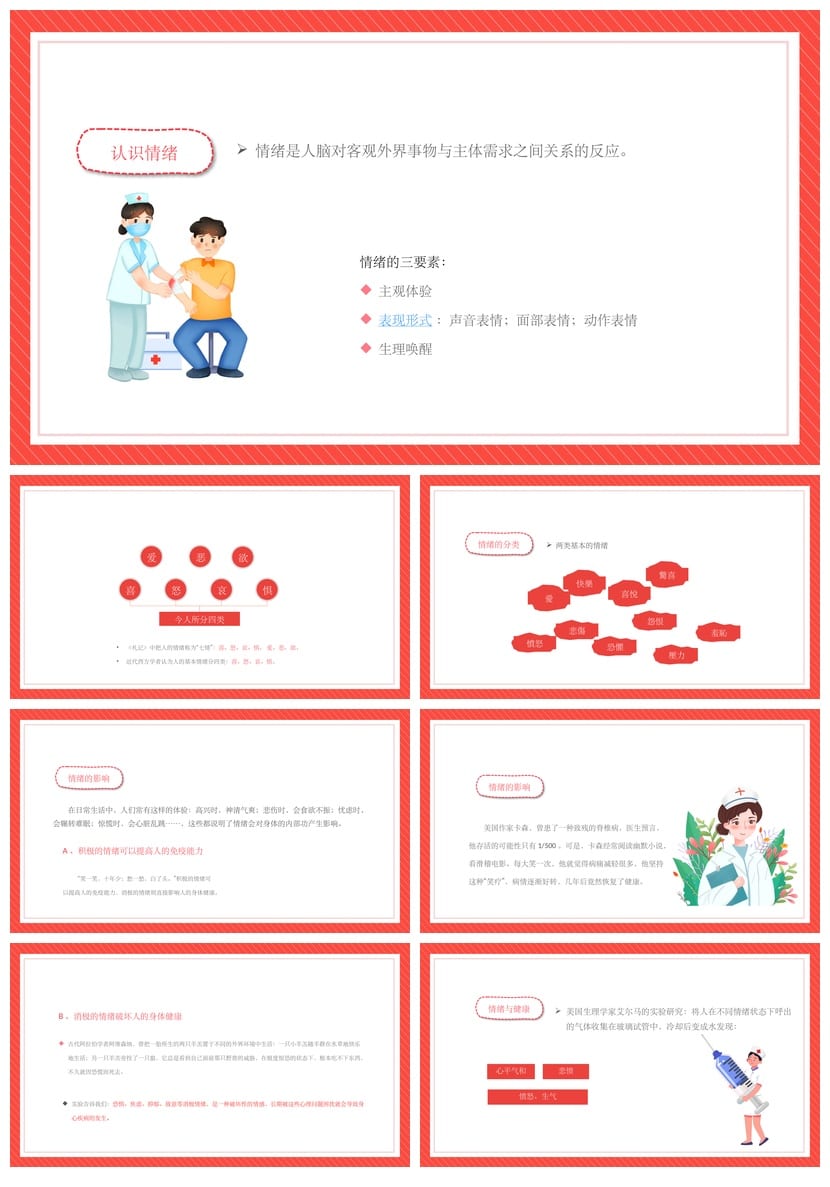 护士情绪管理PPT模板 医护心理培训课件素材 减压主题幻灯片 - 第3页预览