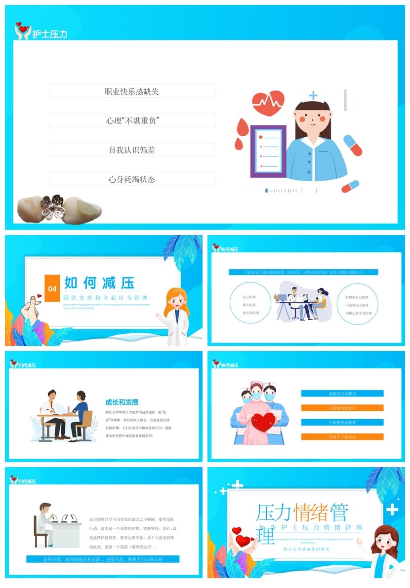护士情绪管理PPT模板 护理人员心理培训课件素材资源 - 第3页预览