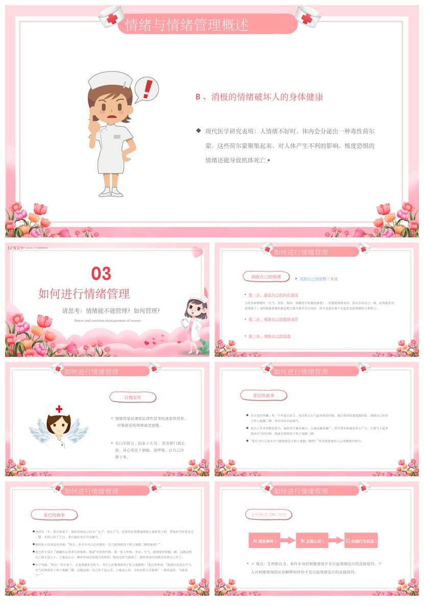 护士情绪管理PPT模板素材 医护人员心理培训课件 - 第4页预览