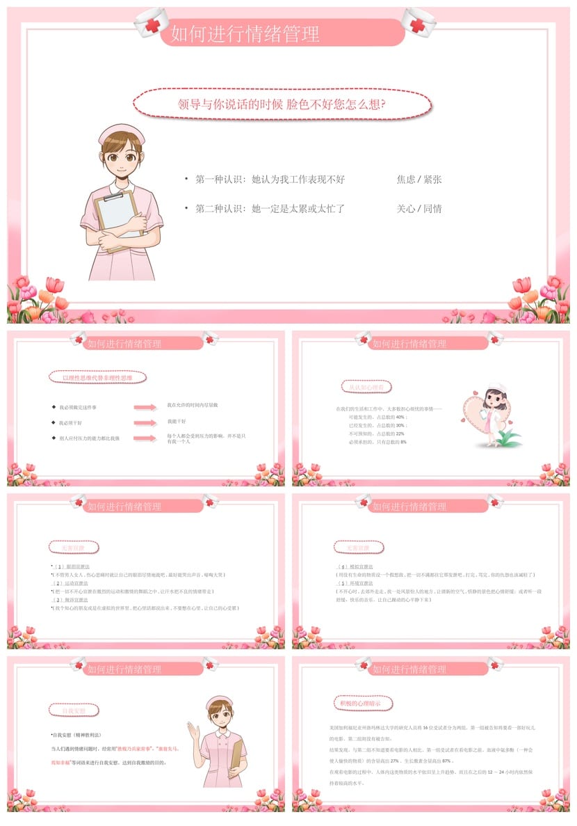 护士情绪管理PPT模板素材 医护人员心理培训课件 - 第5页预览