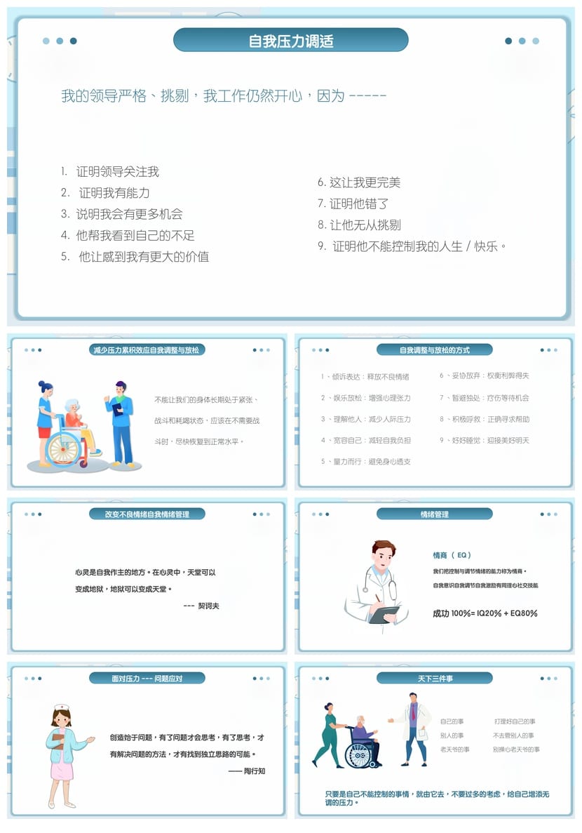 护士情绪管理PPT模板 医护心理课件培训素材 情绪调节幻灯片 - 第5页预览