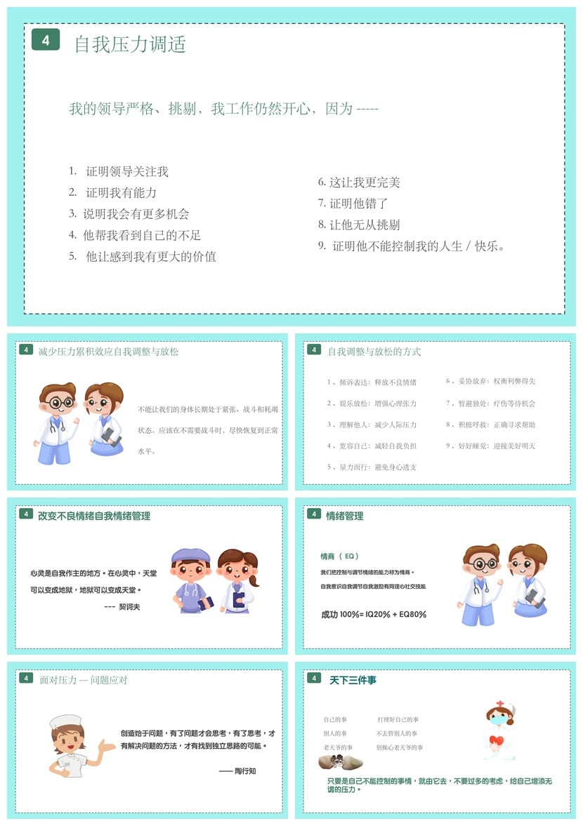 护士情绪管理PPT模板素材 医护课件培训减压心理疏导ppt电子 - 第5页预览