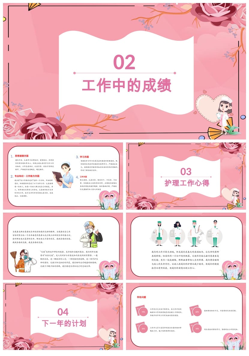 护士护理工作总结PPT模板 个人述职竞聘汇报范文素材 - 第2页预览
