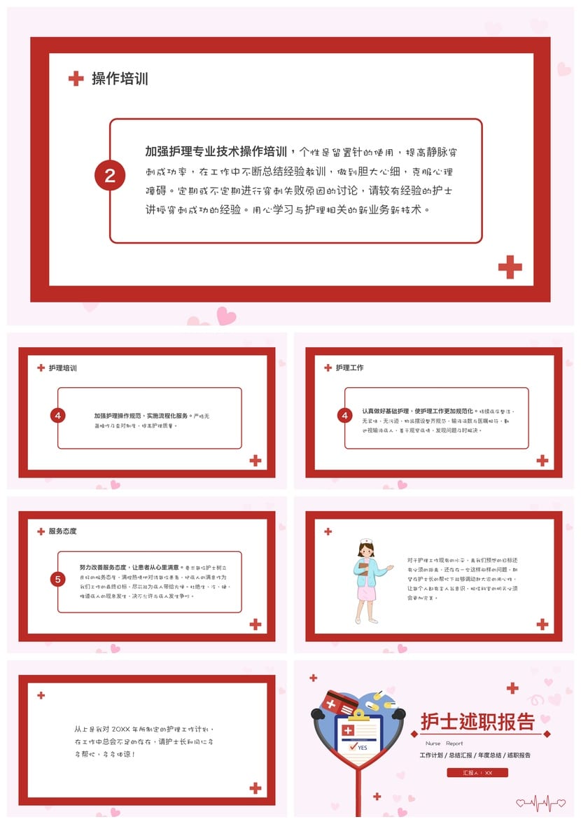 护士护理工作总结PPT模板 个人述职竞聘报告素材 科室年终汇报 - 第3页预览