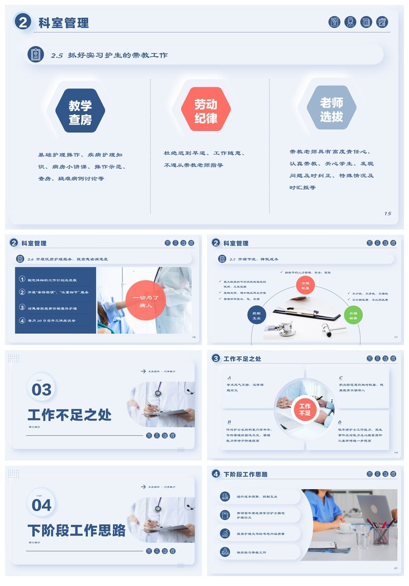 护士护理工作总结PPT模板 护理述职报告素材 科室年终汇报范文 - 第3页预览