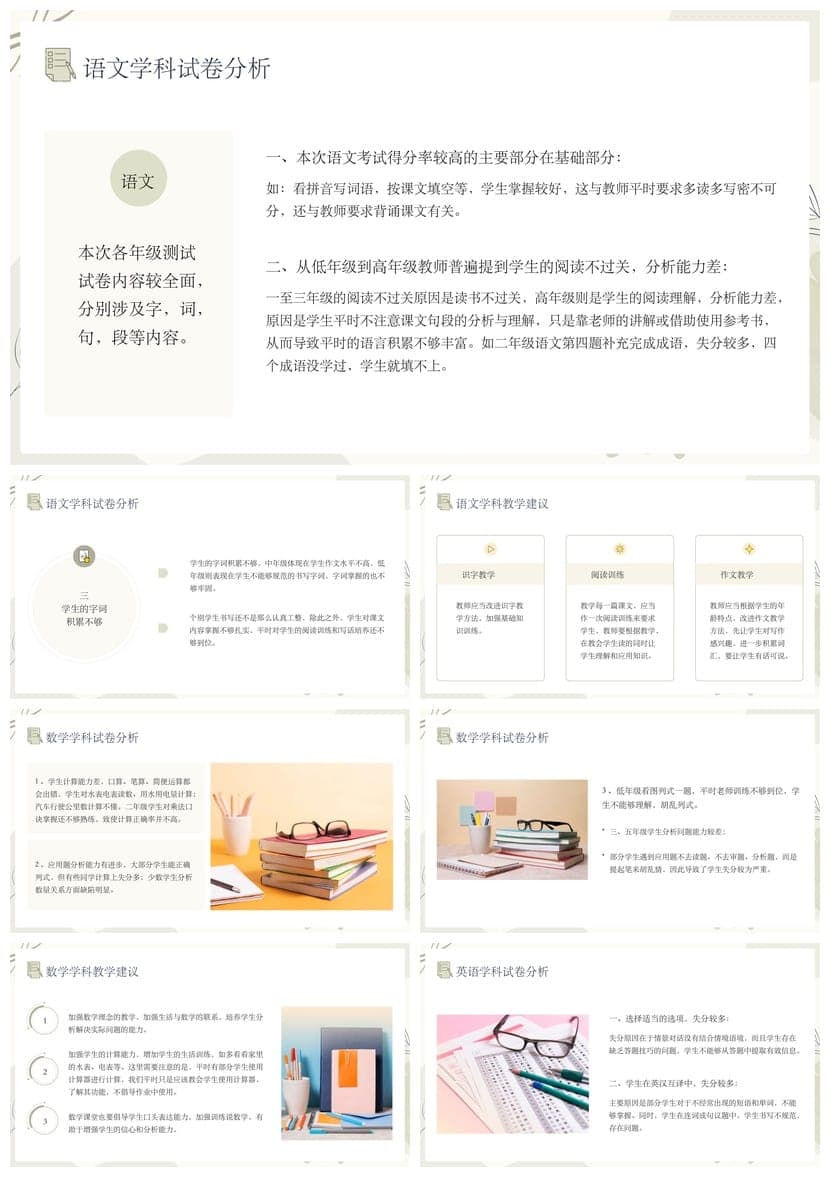 考试质量成绩分析PPT模板 教学评价与班级数据分析课件素材 - 第2页预览