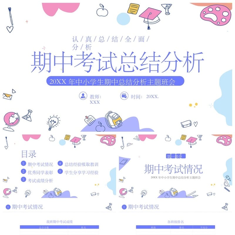 考试质量成绩分析PPT模板 学科评估报告教学课件素材 - 小学PPT 模板