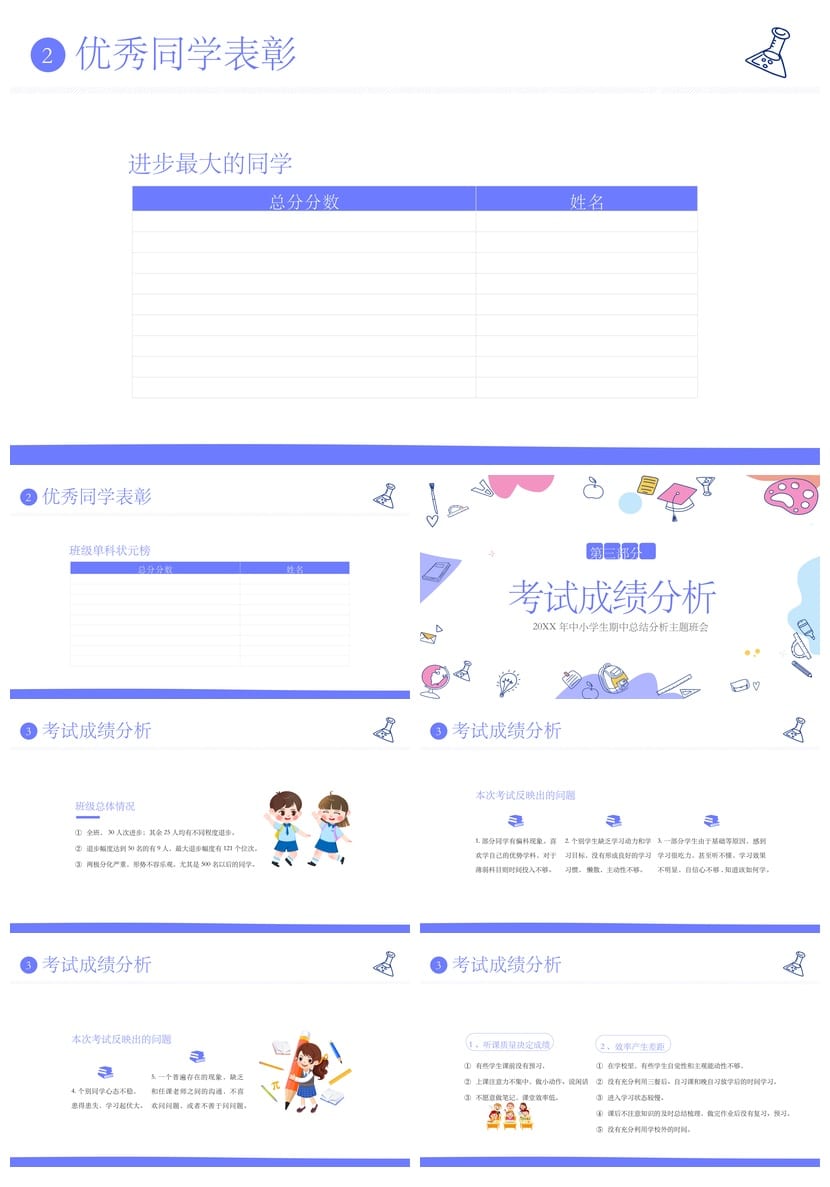 考试质量成绩分析PPT模板 学科评估报告教学课件素材 - 第2页预览