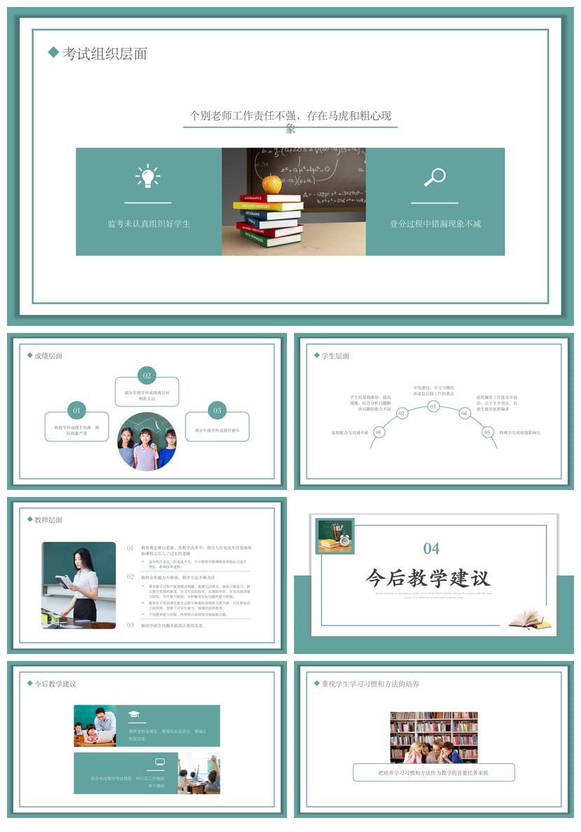 考试质量成绩分析PPT模板 教学评估课件 数据分析报告素材 - 第3页预览