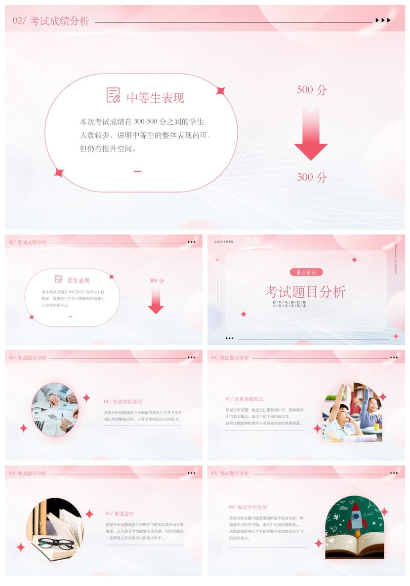 考试质量成绩分析PPT模板 教学课件教师公开课素材 - 第2页预览