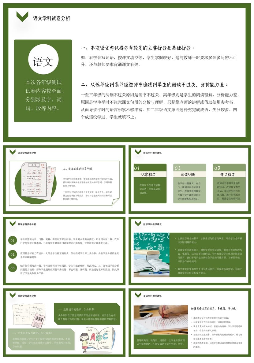 考试质量成绩分析PPT模板 学生教师期中期末总结汇报素材 - 第2页预览