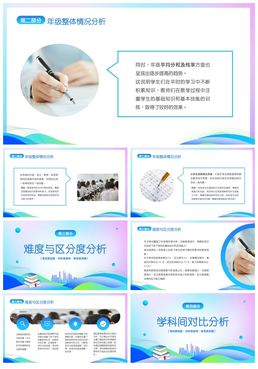 考试质量成绩分析PPT模板 教学课件 教师数据分析汇报素材 - 第2页预览