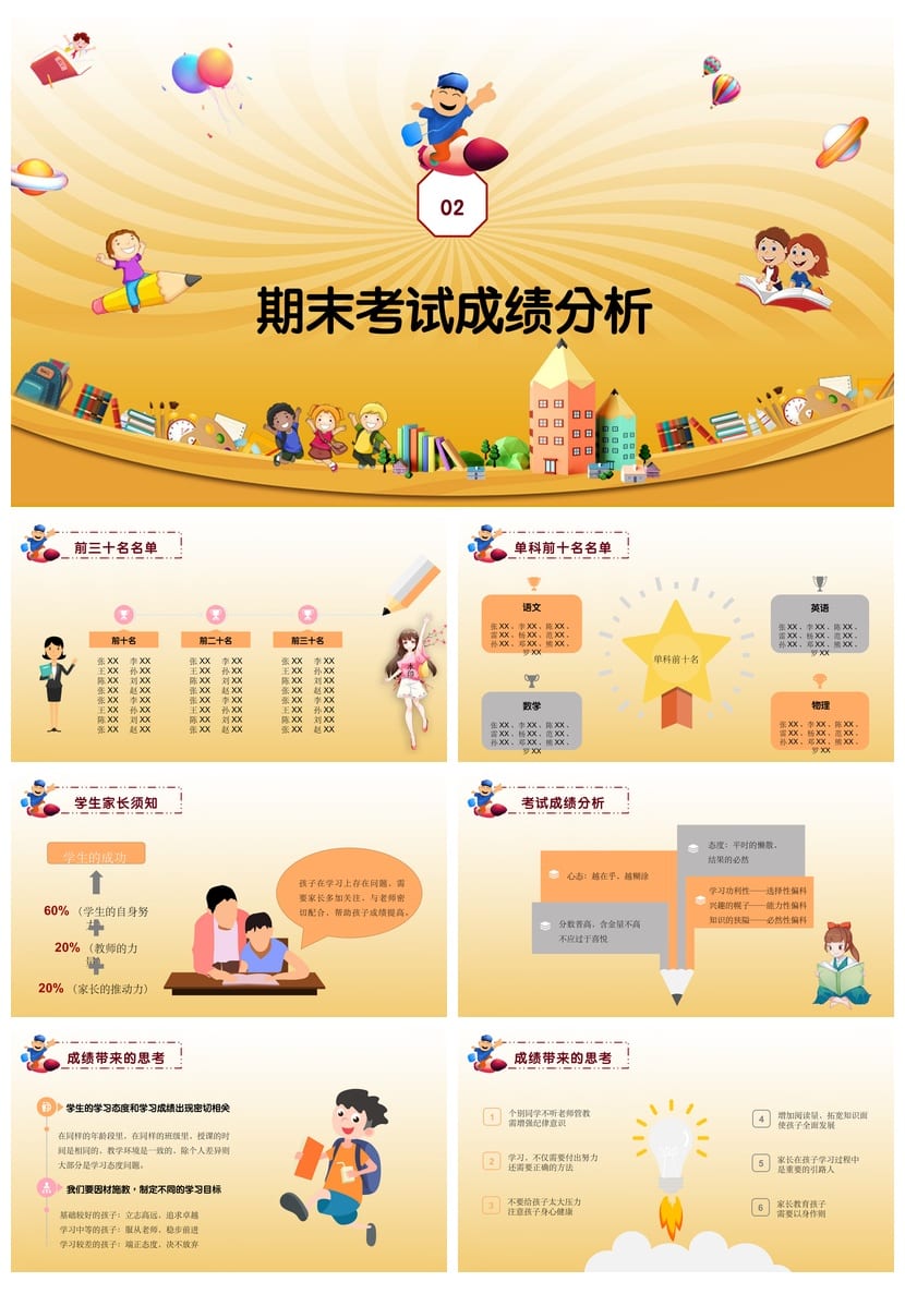 家长会PPT模板六年级期末家长会课件pptx素材 - 第2页预览