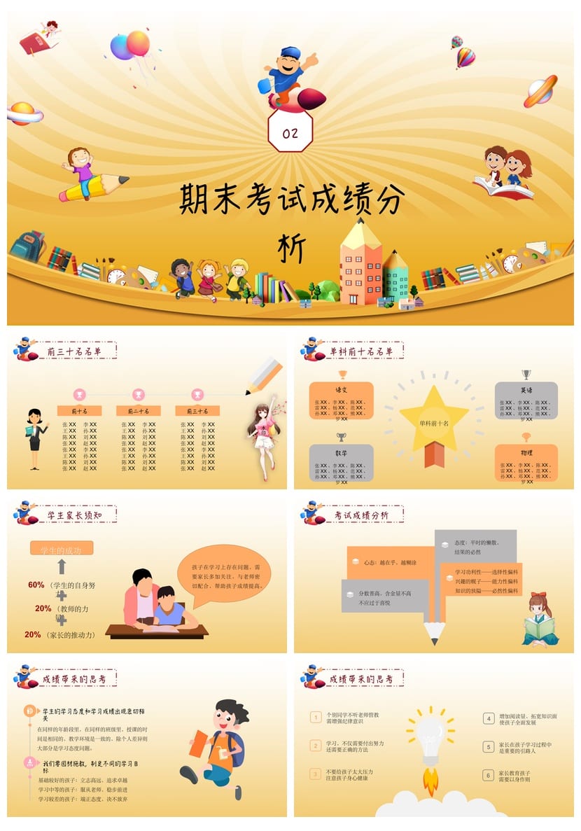 六年级家长会PPT模板期末主题素材 - 第2页预览