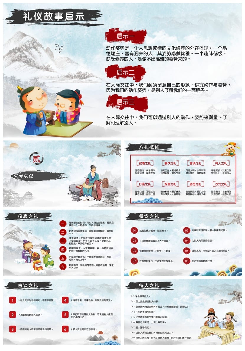 八礼四仪主题班会PPT课件 文明礼仪教育班会课 四仪流程班会设计 - 第2页预览