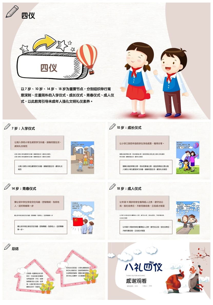 八礼四仪文明礼仪教育班会PPT模板 班会课件设计文明礼仪主题班会 - 第5页预览