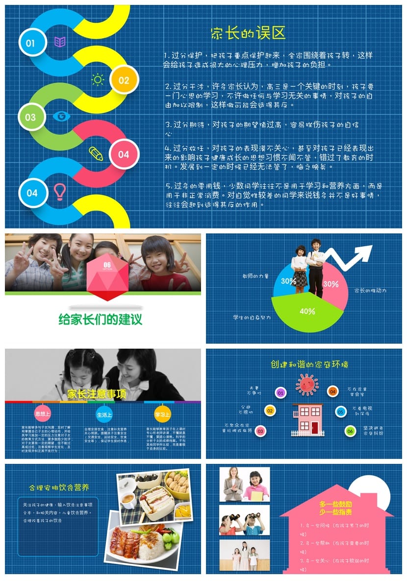 六年级家长会PPT模板 小学六年级家长会课件素材pptx模板文件 - 第5页预览