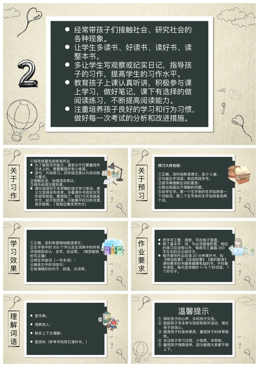 家长会PPT模板四年级课件 班主任发言稿ppt素材 - 第3页预览