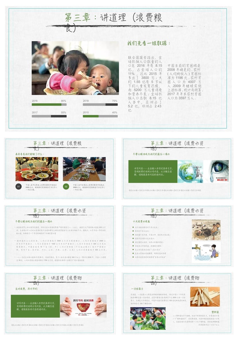 勤俭节约主题班会PPT课件 节约资源从我做起ppt模板 - 第3页预览