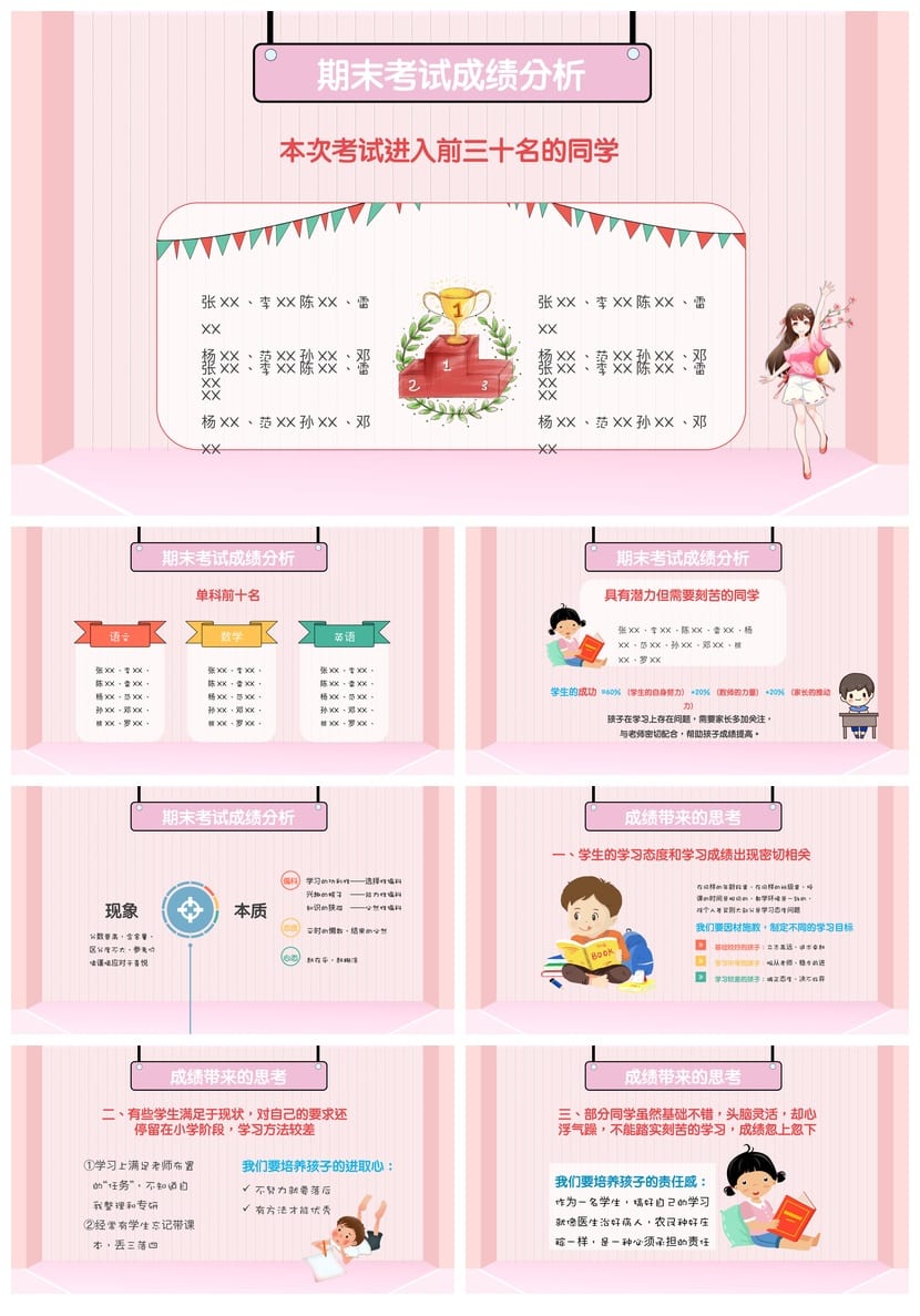 三年级期末家长会PPT模板 小学家长会课件素材 班主任发言稿 - 第2页预览