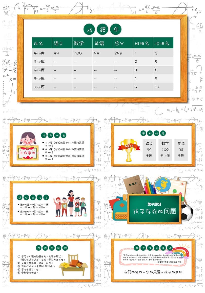 五年级家长会PPT模板 小学家长会素材 共同成长学习课件 - 第2页预览