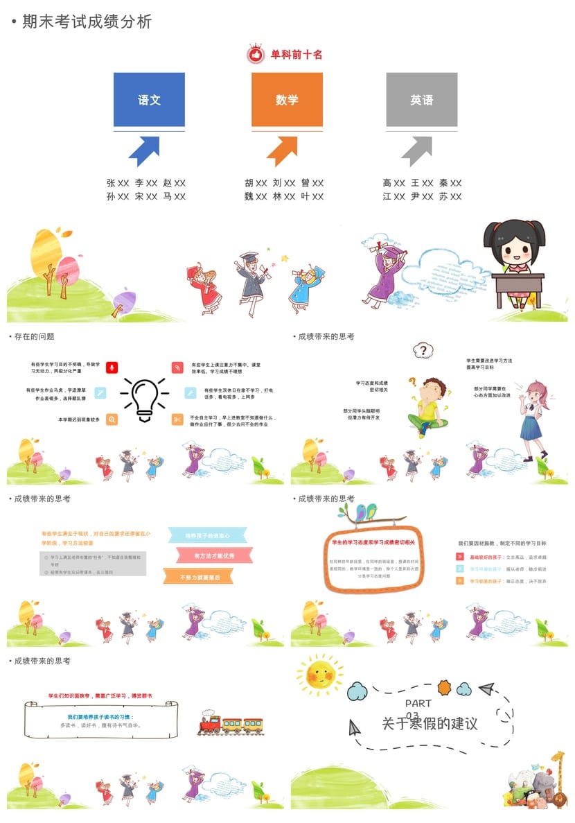 小学五年级家长会PPT模板 期末家长会课件素材 - 第2页预览