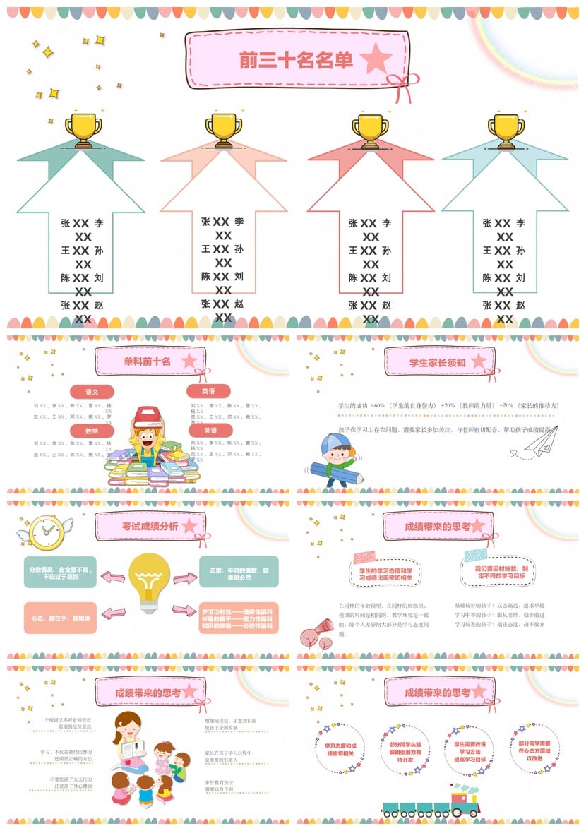 六年级期末家长会PPT模板 小学家长会课件素材 学毕业班会议模板 - 第2页预览