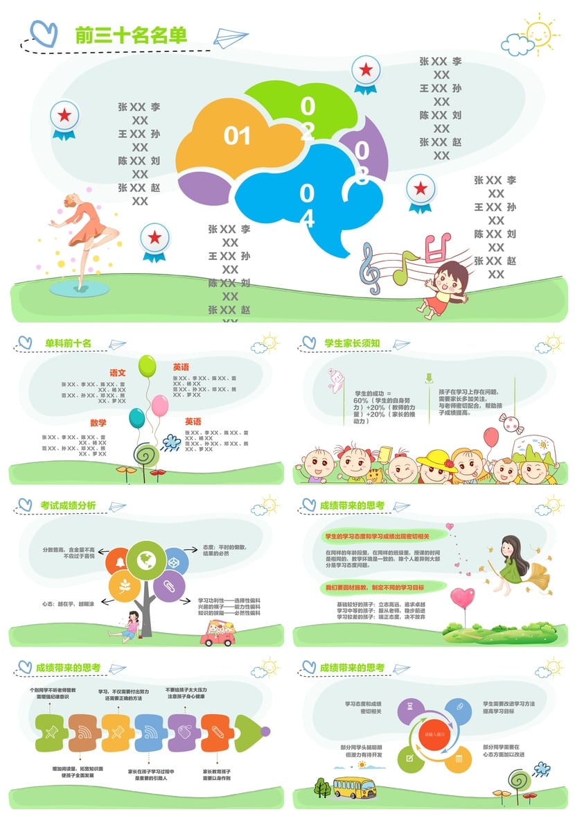 实验小学六年期末家长会PPT模板 六年级小学家长会素材模板 - 第2页预览