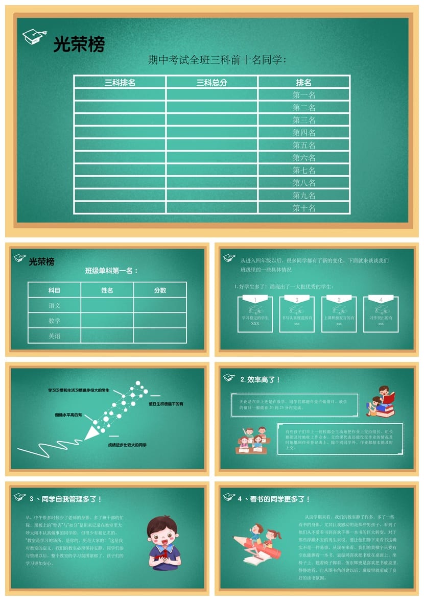 小学四年级期中家长会PPT模板 四年级家长会课件素材 - 第2页预览
