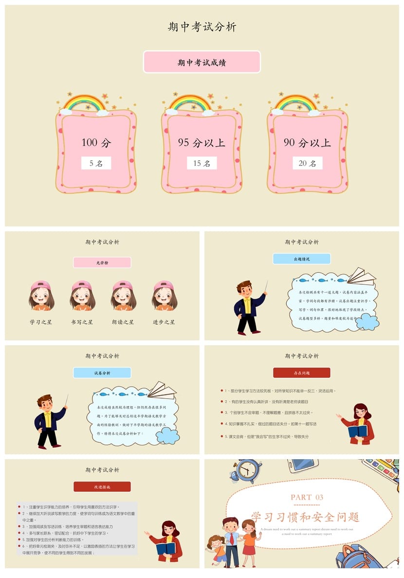 一年级期中家长会PPT模板 小学生家长会课件ppt素材模板 - 第2页预览