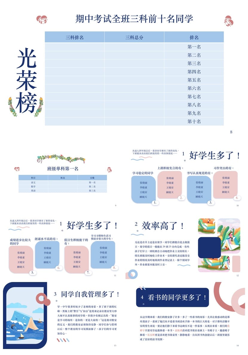 小学生四年级期中家长会PPT模板 班主任发言课件素材 - 第2页预览