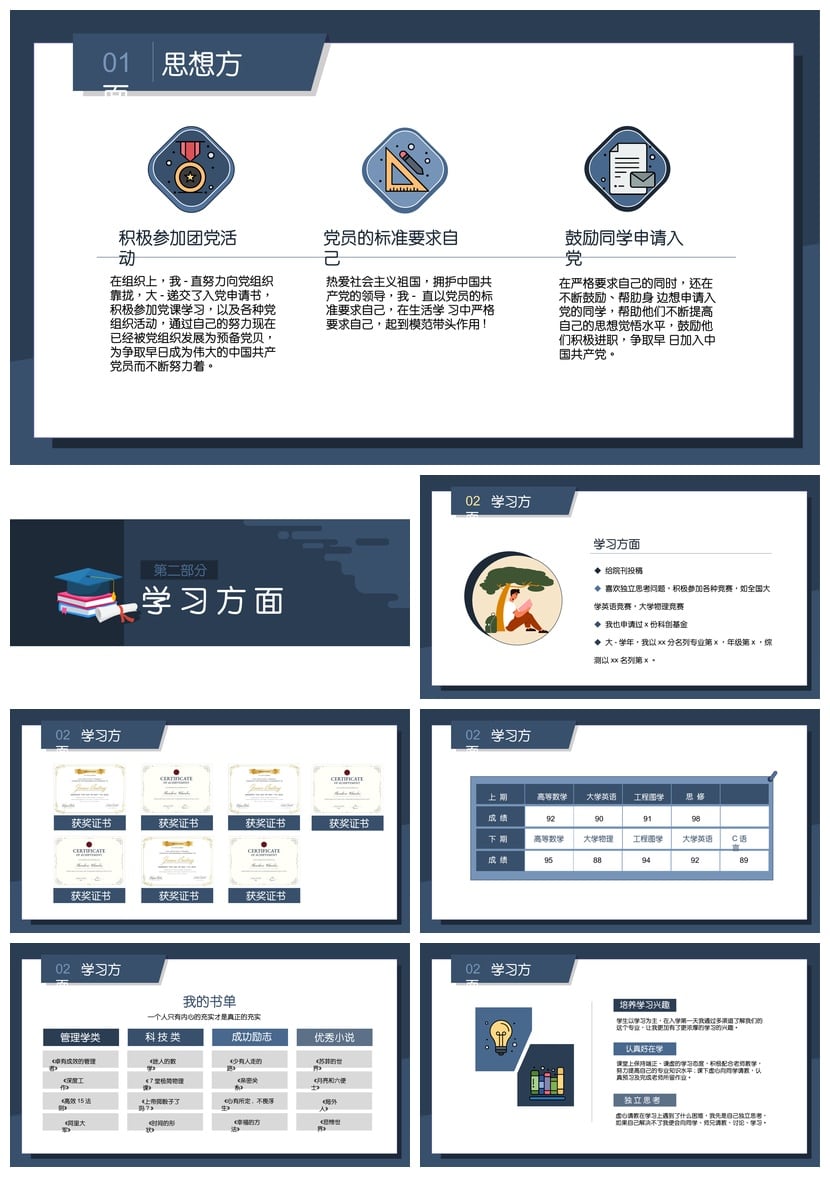 国家奖学金答辩PPT模板励志答辩素材 国奖金助学金申请模板pptx - 第2页预览