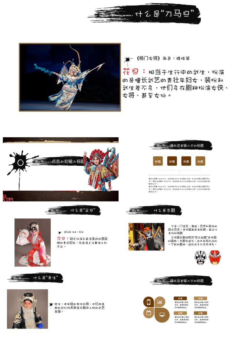 文艺戏曲PPT模板 戏曲风PPT素材 国潮京剧演示文稿设计 - 第3页预览