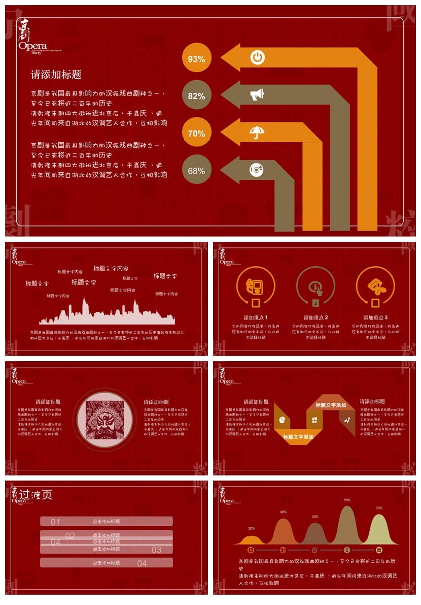 文艺戏曲PPT模板国粹京剧素材 戏曲文化教学课件pptx设计 - 第3页预览